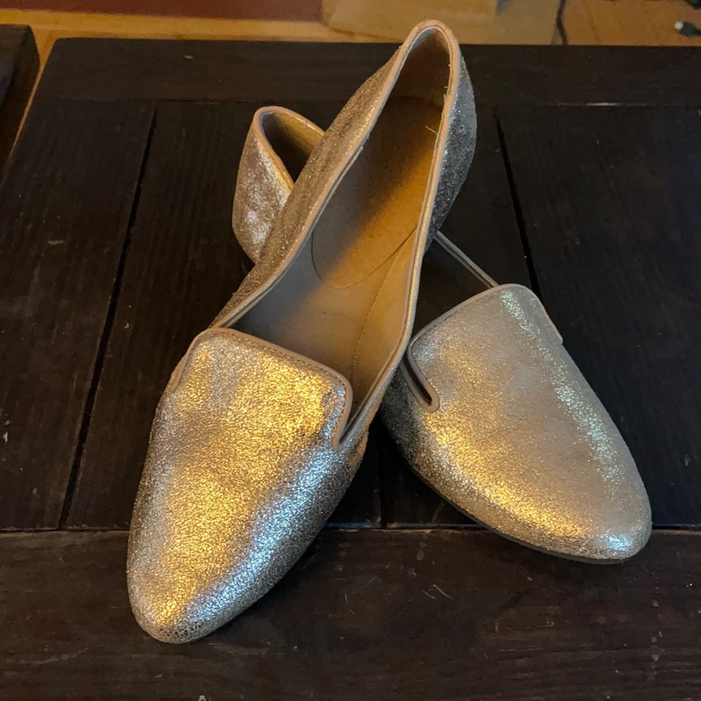 Bettye Rose Gold Leather Crackle Loafers
